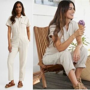 OUTERKNOWN‎ S.E.A Suit JUMPSUIT Size M Natural Beige Linen Cotton Blend NEW $168